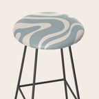 Modern Liquid Swirl Abstract Pattern in Light Blue-Grey and Cream  Stool Gallery Image 2