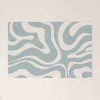 Modern Liquid Swirl Abstract Pattern in Light Blue-Grey and Cream  Welcome Mat Gallery Image 1