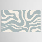 Modern Liquid Swirl Abstract Pattern in Light Blue-Grey and Cream  Tablecloth Gallery Image 2