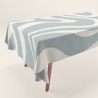Modern Liquid Swirl Abstract Pattern in Light Blue-Grey and Cream  Tablecloth Gallery Image 1