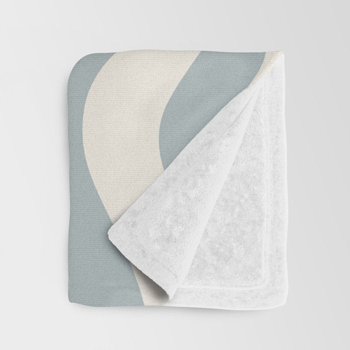 Modern Liquid Swirl Abstract Pattern in Light Blue-Grey and Cream  Throw Blanket Gallery Image 3