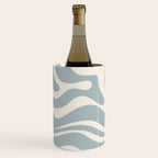 Modern Liquid Swirl Abstract Pattern in Light Blue-Grey and Cream  Wine Chiller Gallery Image 2