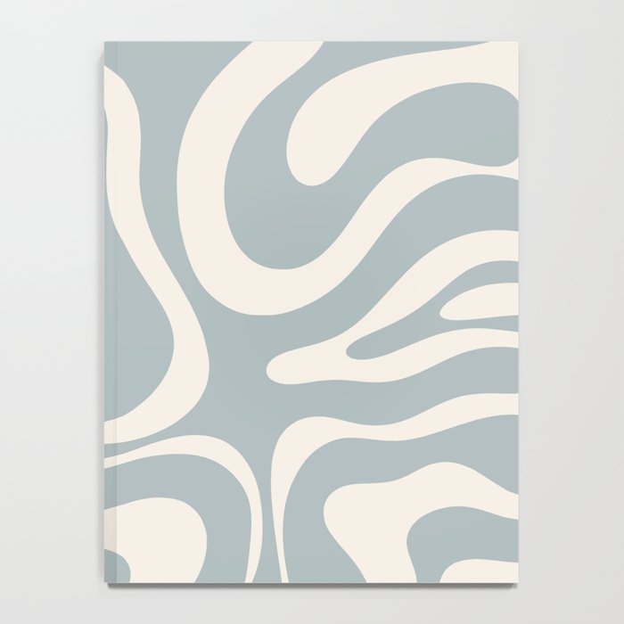Modern Liquid Swirl Abstract Pattern in Light Blue-Grey and Cream  Notebook Gallery Image 4