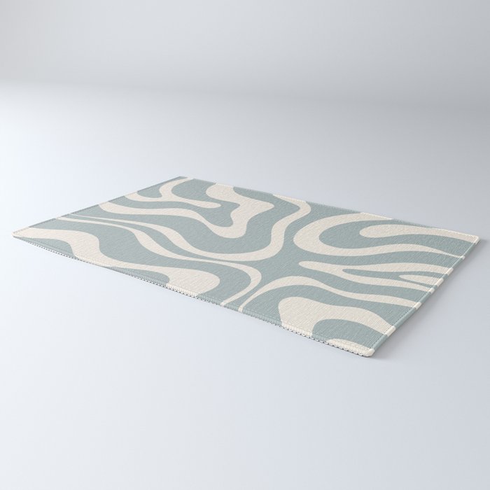 Modern Liquid Swirl Abstract Pattern in Light Blue-Grey and Cream  Rug Gallery Image 3