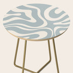 Modern Liquid Swirl Abstract Pattern in Light Blue-Grey and Cream  Side Table Gallery Image 2