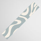 Modern Liquid Swirl Abstract Pattern in Light Blue-Grey and Cream  Table Runner Gallery Image 3