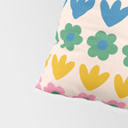 Spring Flower Stripes Cute and Cheerful Floral Pattern Pink Blue Green Mustard Yellow Pillow Sham Gallery Image 4