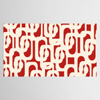 Mid Century Modern Retro Contemporary Loop Pattern in Red and Cream Tablecloth Gallery Image 2