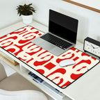 Mid Century Modern Retro Contemporary Loop Pattern in Red and Cream Desk Mat Gallery Image 2