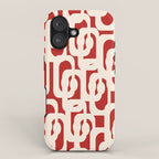 Mid Century Modern Retro Contemporary Loop Pattern in Red and Cream iPhone Case Gallery Image 1