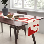 Mid Century Modern Retro Contemporary Loop Pattern in Red and Cream Table Runner Gallery Image 2