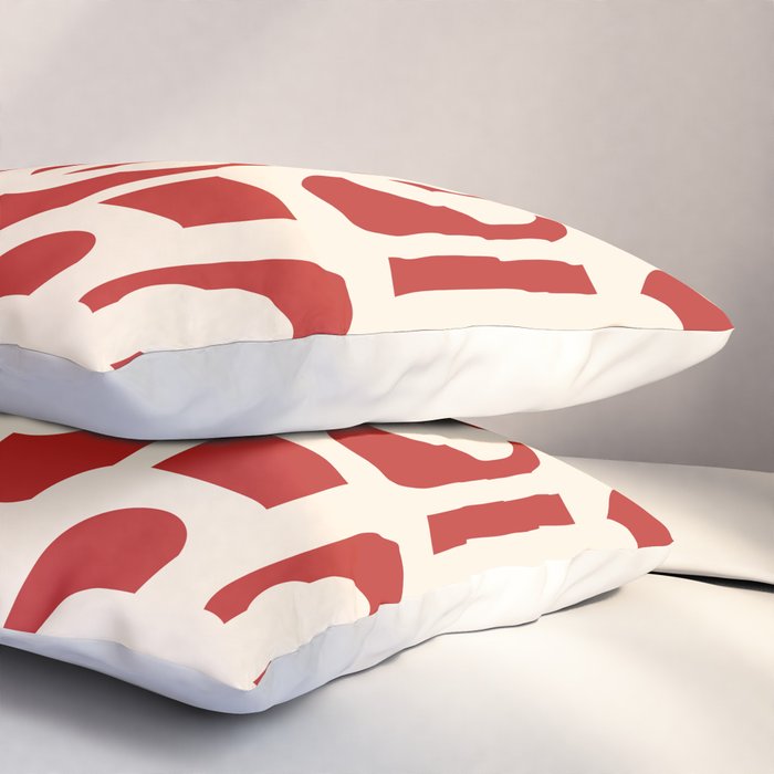 Mid Century Modern Retro Contemporary Loop Pattern in Red and Cream Pillow Sham Gallery Image 3