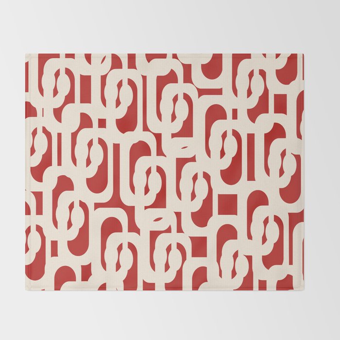 Mid Century Modern Retro Contemporary Loop Pattern in Red and Cream Throw Blanket Gallery Image 2