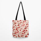 Mid Century Modern Retro Contemporary Loop Pattern in Red and Cream Tote Bag Gallery Image 2