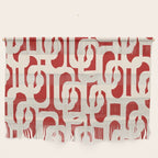 Mid Century Modern Retro Contemporary Loop Pattern in Red and Cream Wall Hanging Gallery Image 1