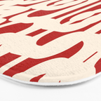 Mid Century Modern Retro Contemporary Loop Pattern in Red and Cream Bath Mat Gallery Image 3