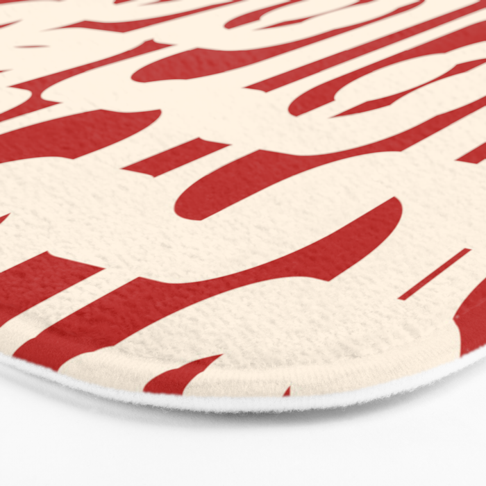 Mid Century Modern Retro Contemporary Loop Pattern in Red and Cream Bath Mat Gallery Image 3