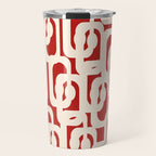 Mid Century Modern Retro Contemporary Loop Pattern in Red and Cream Travel Mug Gallery Image 1