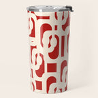 Mid Century Modern Retro Contemporary Loop Pattern in Red and Cream Travel Mug Gallery Image 2