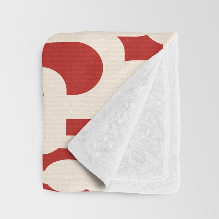 Mid Century Modern Retro Contemporary Loop Pattern in Red and Cream Throw Blanket Gallery Image 3