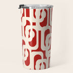 Mid Century Modern Retro Contemporary Loop Pattern in Red and Cream Travel Mug Gallery Image 3