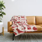 Mid Century Modern Retro Contemporary Loop Pattern in Red and Cream Throw Blanket Gallery Image 1