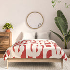 Mid Century Modern Retro Contemporary Loop Pattern in Red and Cream Comforter Gallery Image 3