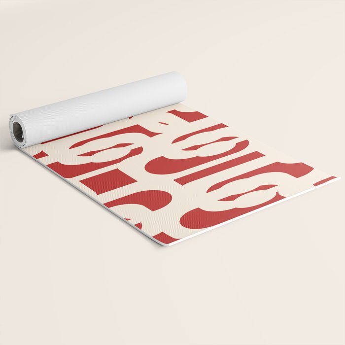 Mid Century Modern Retro Contemporary Loop Pattern in Red and Cream Yoga Mat Gallery Image 2