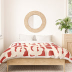 Mid Century Modern Retro Contemporary Loop Pattern in Red and Cream Duvet Cover Gallery Image 3