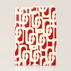 Mid Century Modern Retro Contemporary Loop Pattern in Red and Cream Stationery Card Gallery Image 2