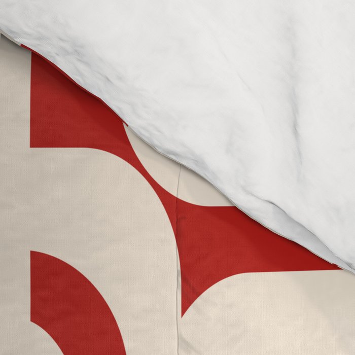 Mid Century Modern Retro Contemporary Loop Pattern in Red and Cream Comforter Gallery Image 4