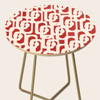 Mid Century Modern Retro Contemporary Loop Pattern in Red and Cream Side Table Gallery Image 2