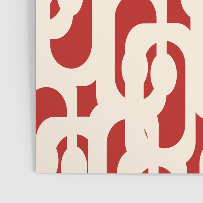 Mid Century Modern Retro Contemporary Loop Pattern in Red and Cream Poster Gallery Image 3