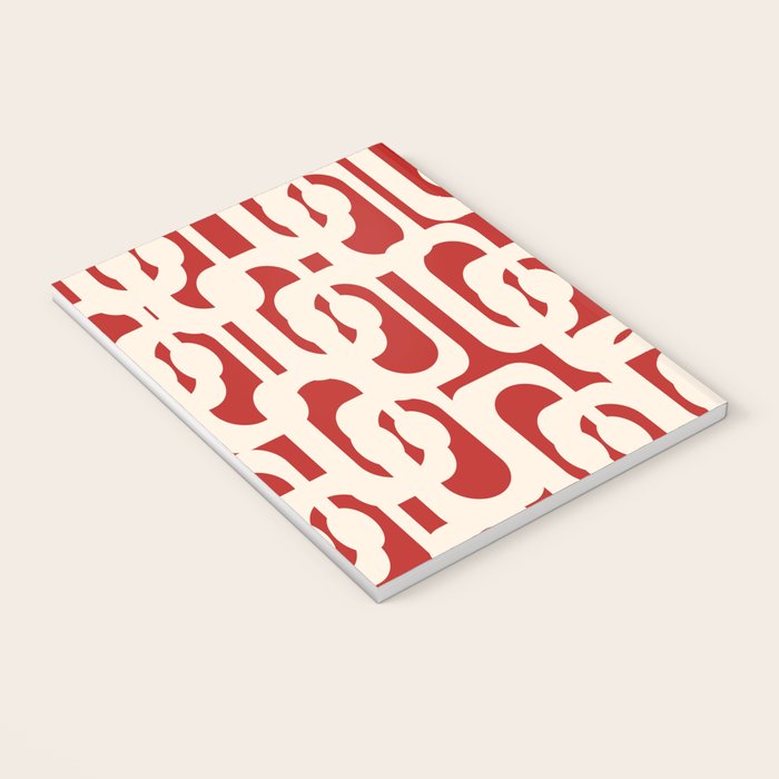 Mid Century Modern Retro Contemporary Loop Pattern in Red and Cream Notebook Gallery Image 3