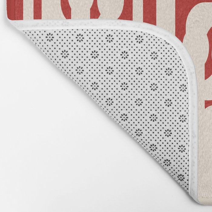 Mid Century Modern Retro Contemporary Loop Pattern in Red and Cream Bath Mat Gallery Image 2