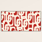 Mid Century Modern Retro Contemporary Loop Pattern in Red and Cream Desk Mat Gallery Image 3