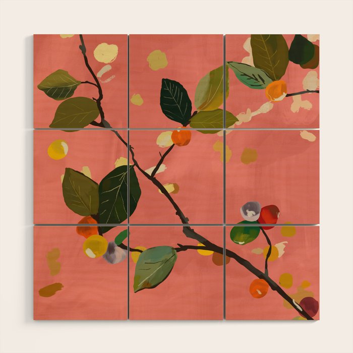 Cherry Fruit Branch III Wood Wall Art Gallery Image 1