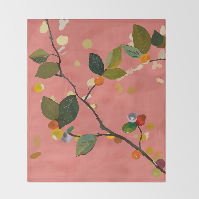 Cherry Fruit Branch III Throw Blanket Gallery Image 2
