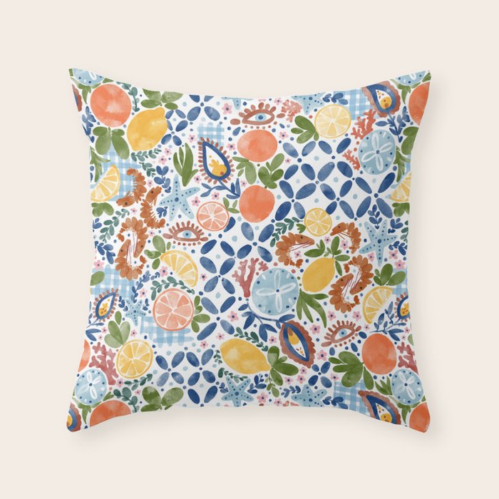 Sunny Coastal Escape Throw Pillow Gallery Image 1