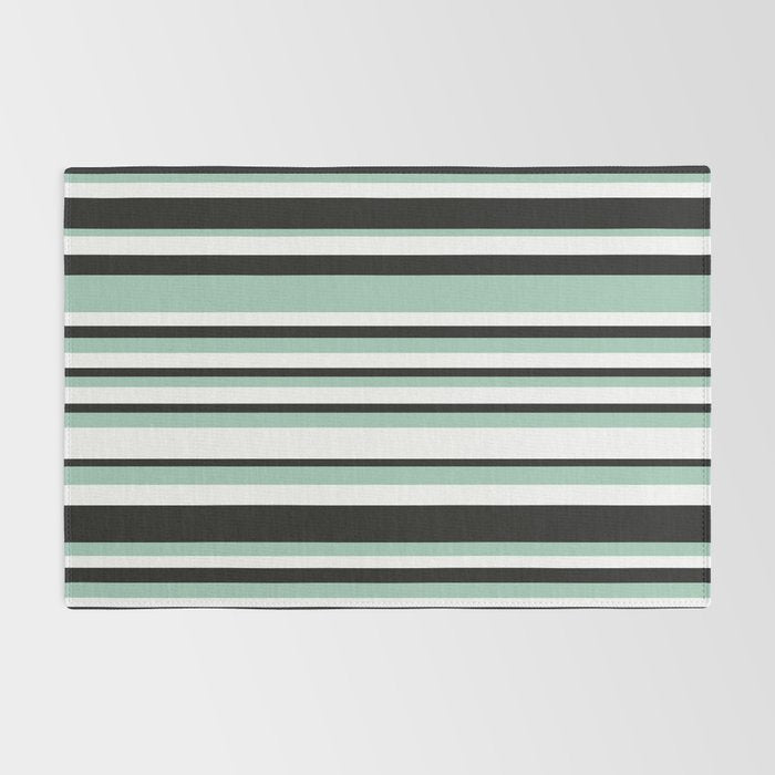Classic Stripes XII - Mint, Black and White Rug Gallery Image 2