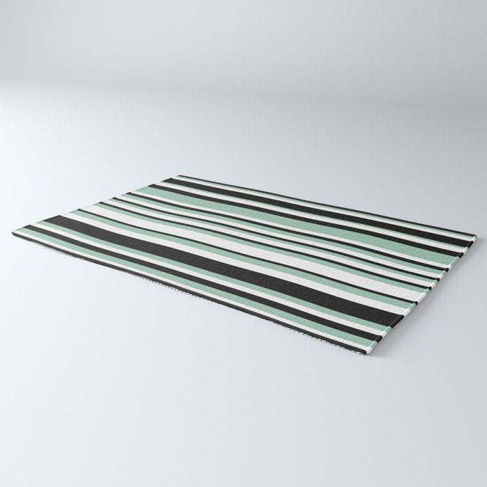 Classic Stripes XII - Mint, Black and White Rug Gallery Image 3