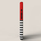 Half Striped Gray - Solid Red iPhone Case Gallery Image 2