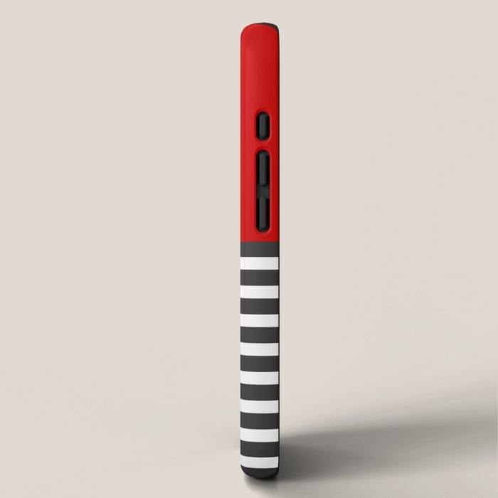 Half Striped Gray - Solid Red iPhone Case Gallery Image 2