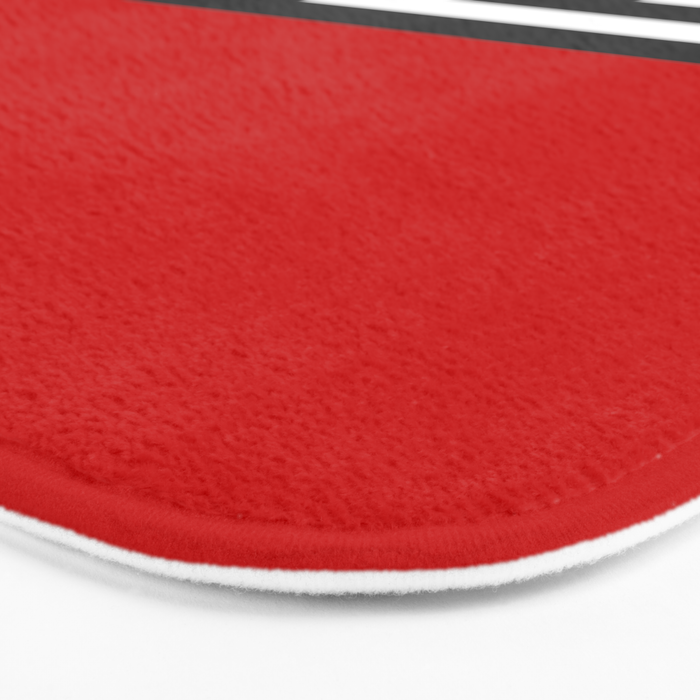 Half Striped Gray - Solid Red Bath Mat Gallery Image 3