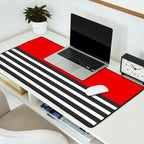 Half Striped Gray - Solid Red Desk Mat Gallery Image 2