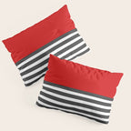 Half Striped Gray - Solid Red Pillow Sham Gallery Image 3