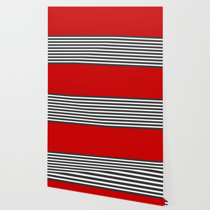 Half Striped Gray - Solid Red Wallpaper Gallery Image 2