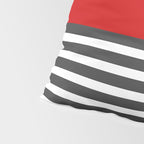 Half Striped Gray - Solid Red Pillow Sham Gallery Image 4