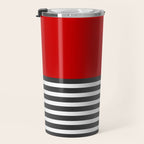 Half Striped Gray - Solid Red Travel Mug Gallery Image 3
