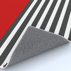 Half Striped Gray - Solid Red Rug Gallery Image 4
